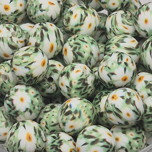 Field of Daisies 15mm Silicone Bead