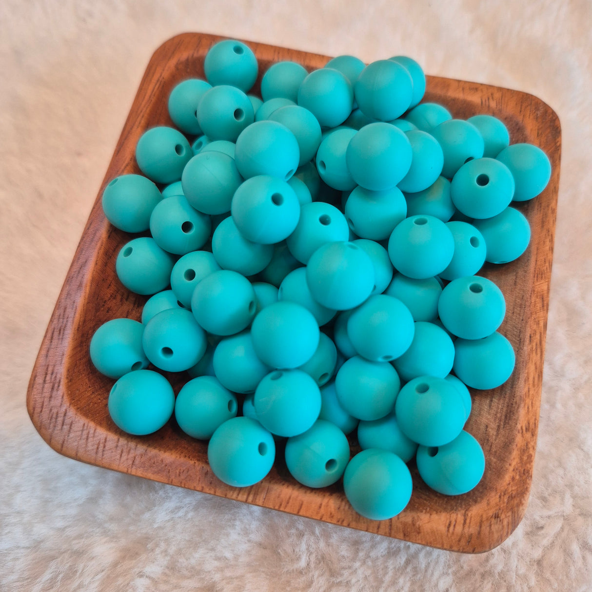 Teal 12mm Solid Silicone Beads
