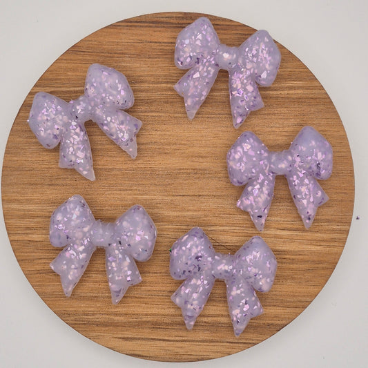 Bow Translucent with Purple Foil Glitter -3d Focal