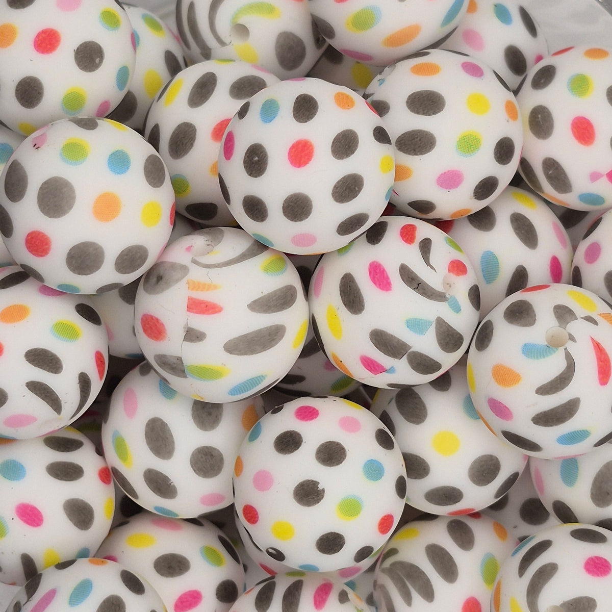 Dot Dot Dot 19mm Print Silicone Bead