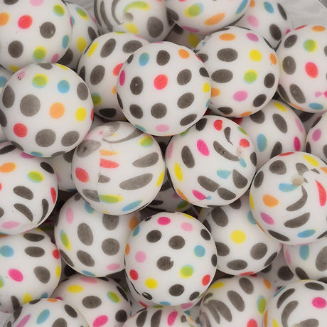 Dot Dot Dot 19mm Print Silicone Bead