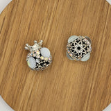 Elegant 4 Rhinstone Silver Metal Bead