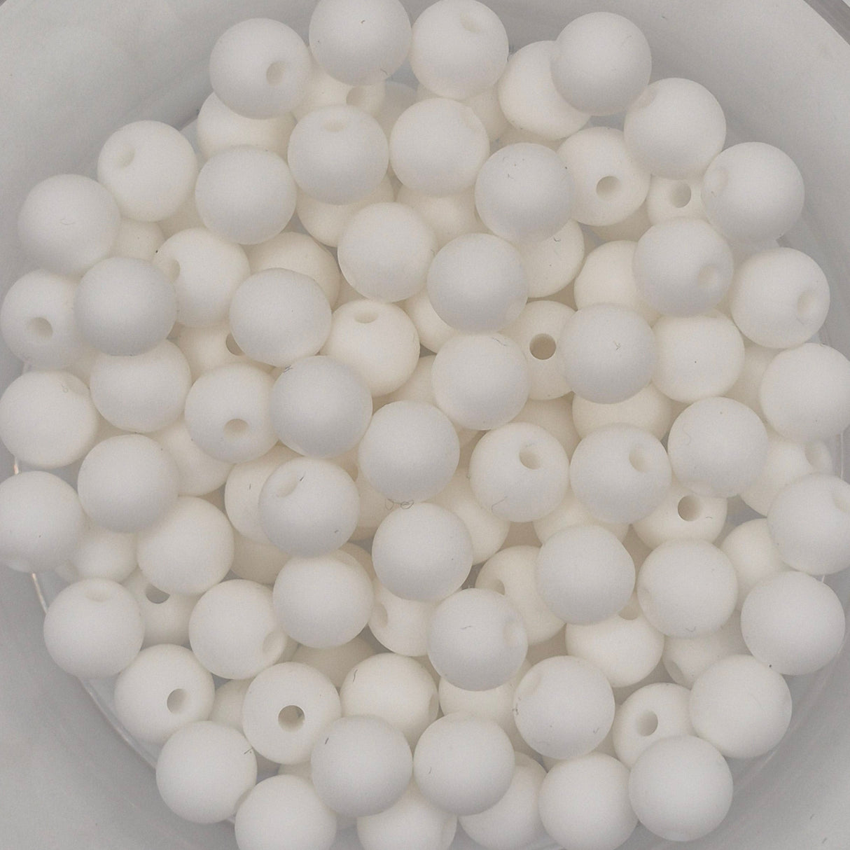 White 9mm Solid Silicone Beads