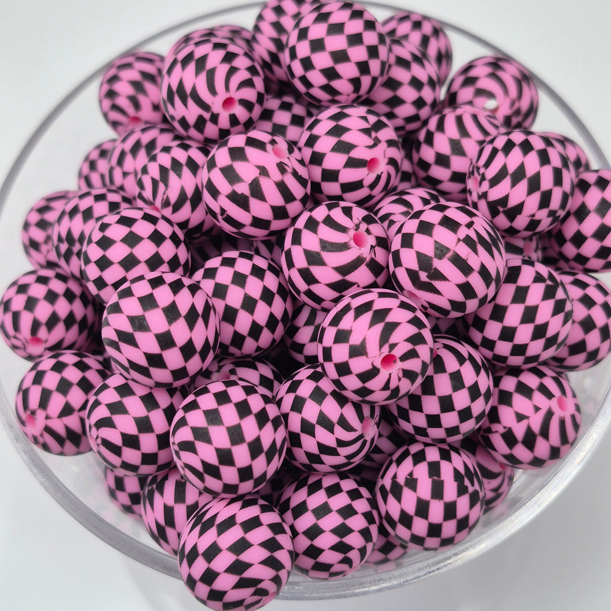 Check Me Out Pink 15mm Silicone Bead