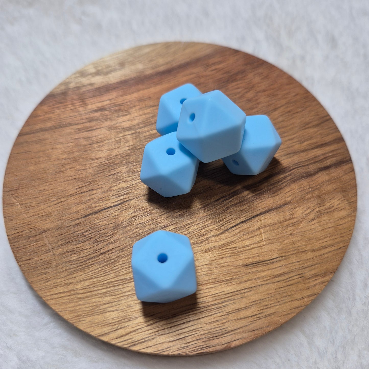 Soft Blue 14mm Hexagon Solid Silicone Beads