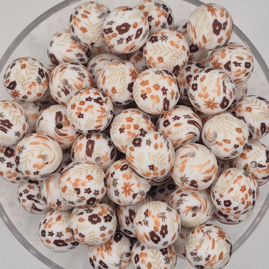 Latte Meadow 15mm Silicone Bead