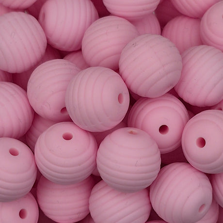 Candy Pink Honeycomb 15mm Silicone Bead