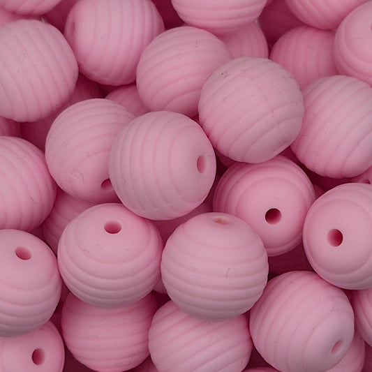 Candy Pink Honeycomb 15mm Silicone Bead