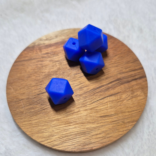 Royal Blue 14mm Hexagon Solid Silicone Beads