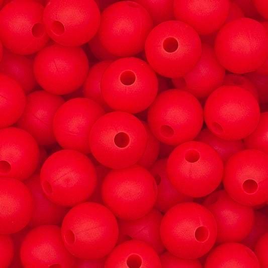 Scarlet 9mm Solid Silicone Beads