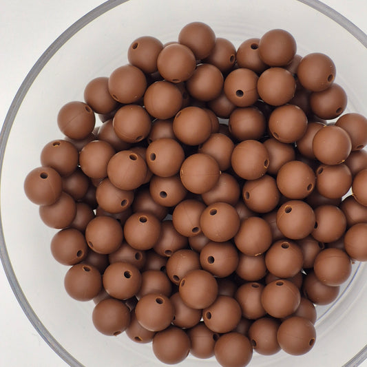 Mocha 9mm Solid Silicone Beads