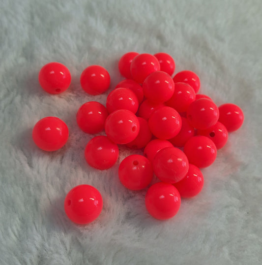 Neon Pink Liquid 15mm Solid Silicone Beads