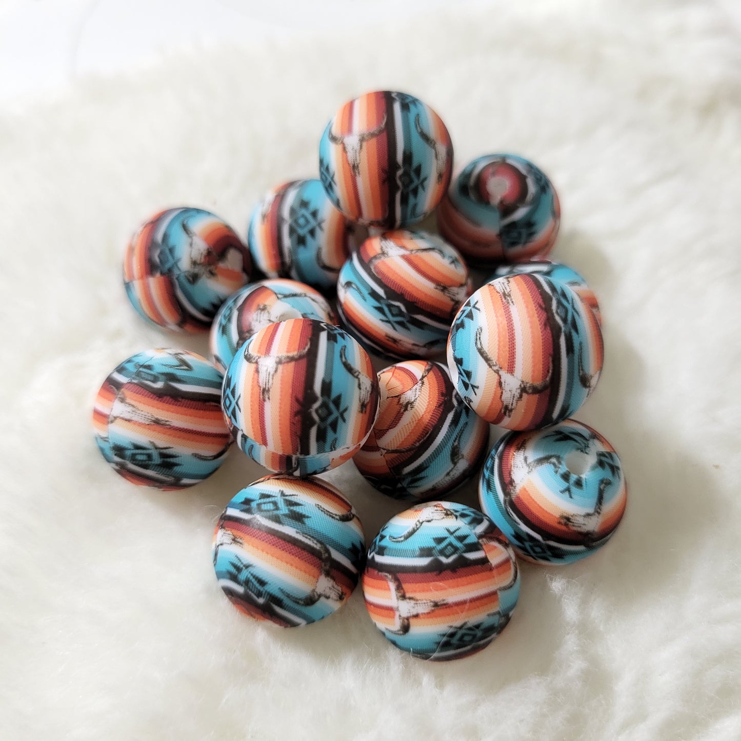 Aztec Stripes 15mm Silicone Bead