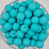 Teal Honeycomb 15mm Silicone Bead