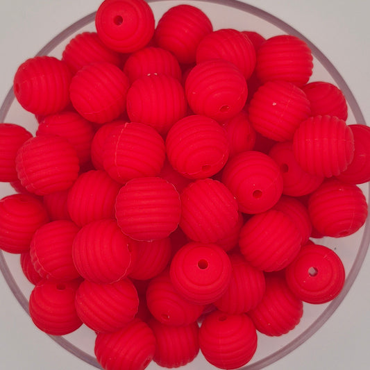 Scarlet Red Honeycomb 15mm Silicone Bead
