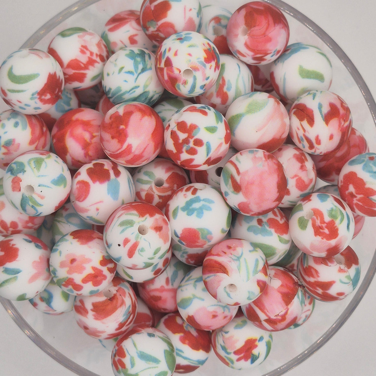 Rose Petal Picnic 15mm Silicone Bead