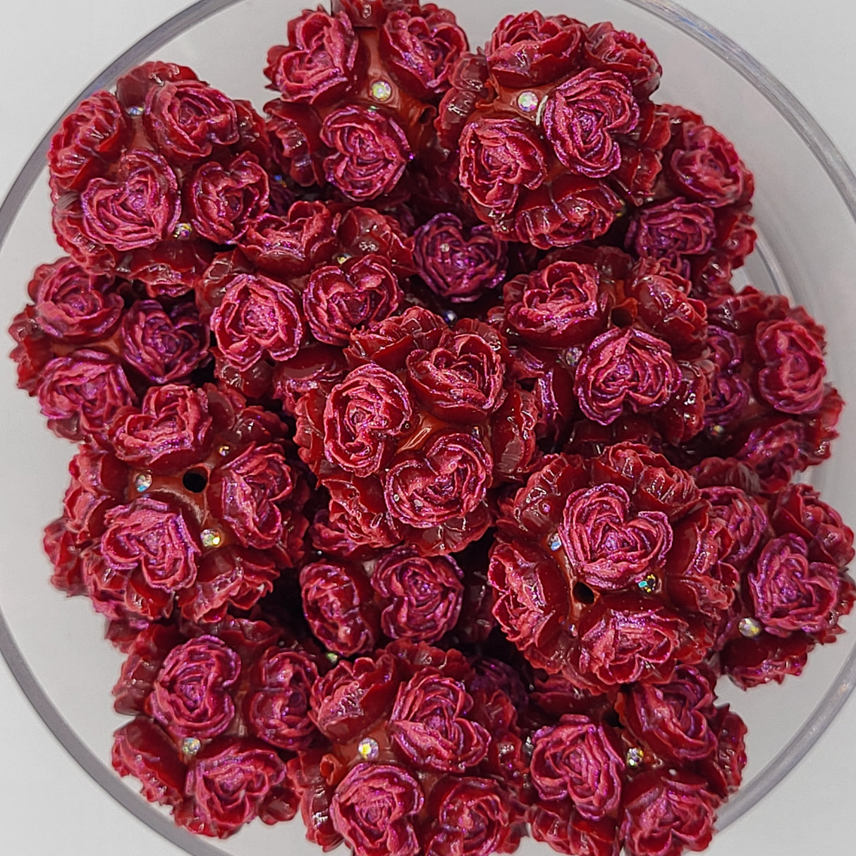 Heart Floral Glow 23mm Bead -  3d Acrylic Focal Bead