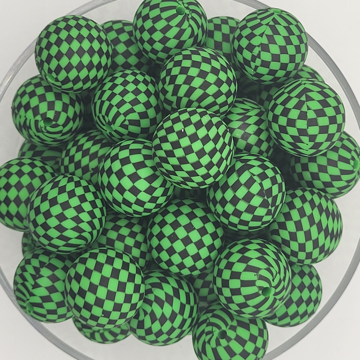 Check Me Out Green 19mm Print Silicone Bead