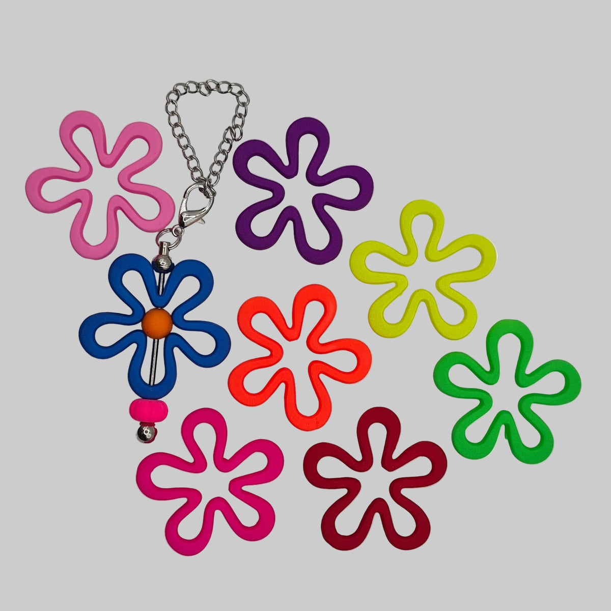 Flower Neon Matte Acrylic 37mm Bead