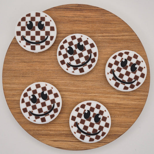 Brown Checkered Smiley Face - Focal