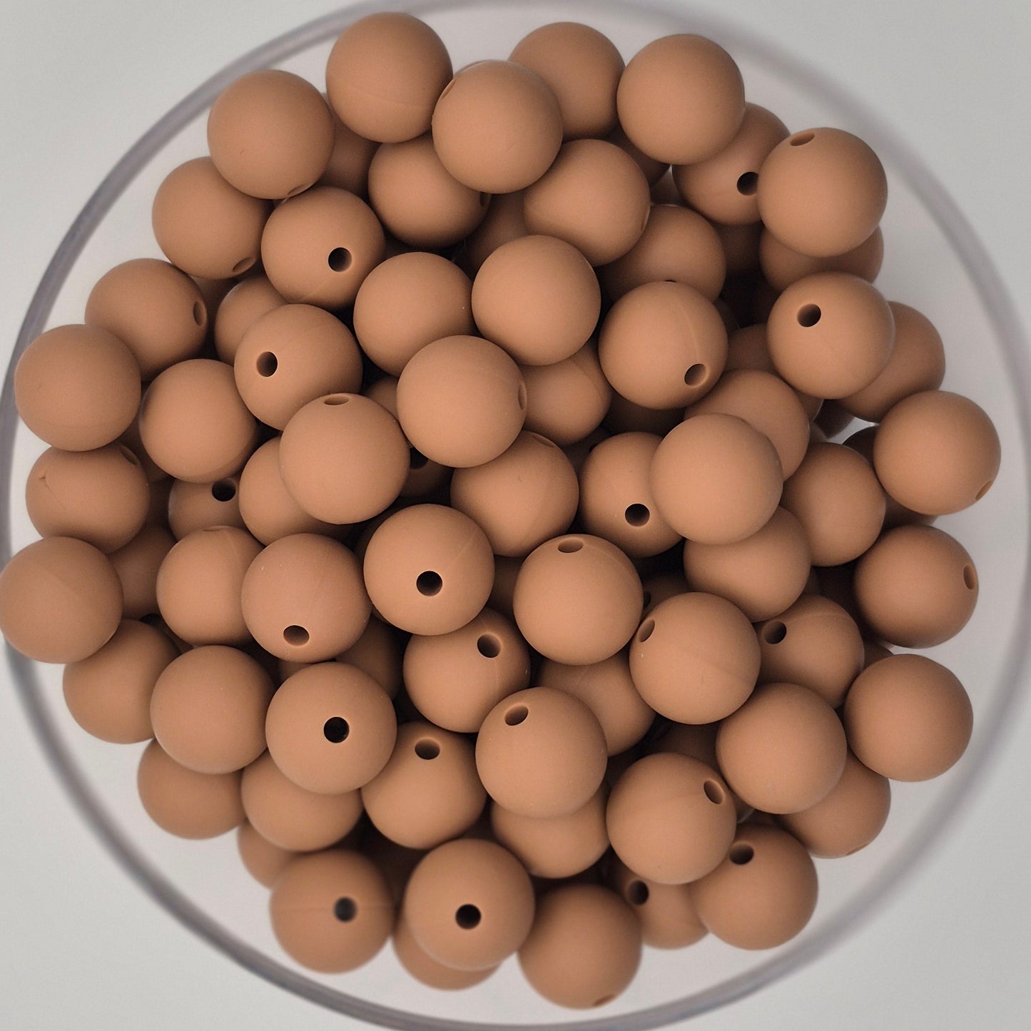 Cafe con Leche 12mm Solid Silicone Beads