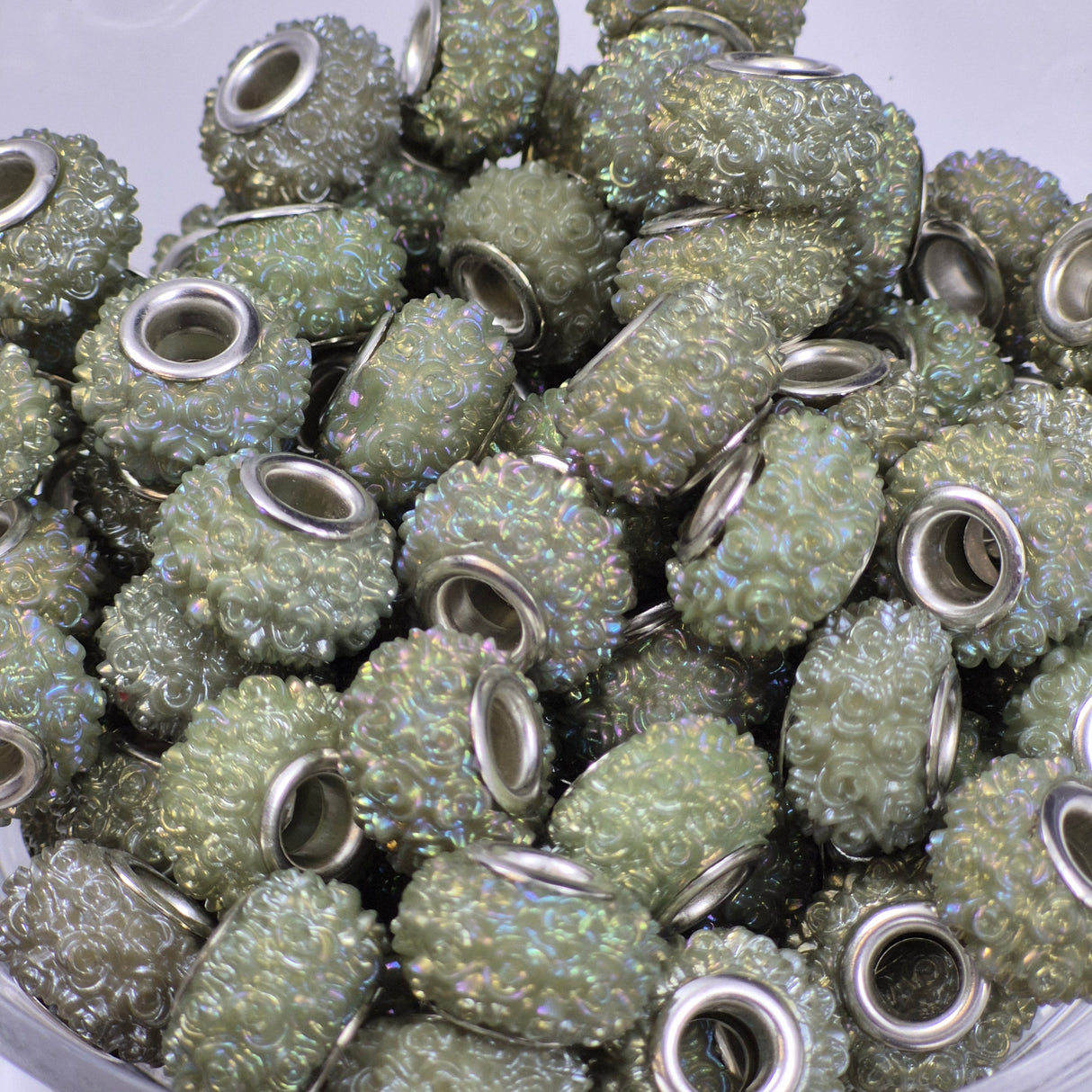 Green Opal Rose Acrylic Spacer