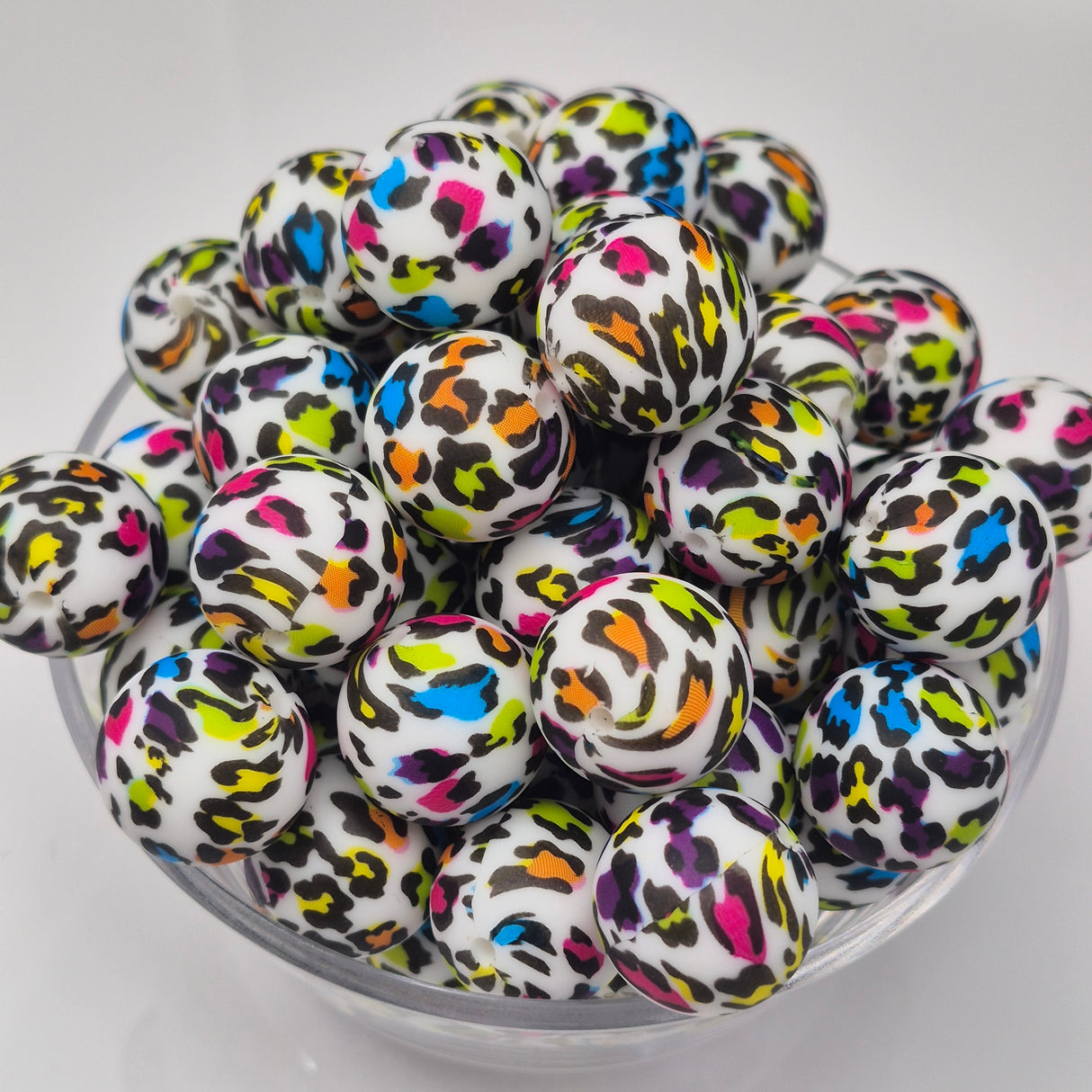 Rainbow Glam 19mm Print Silicone Bead