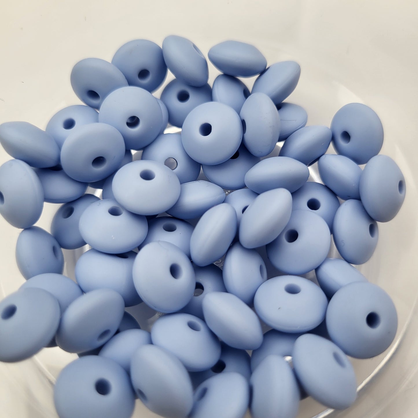 Whispering Blue Lentil 12mm*7mm Solid Silicone Beads