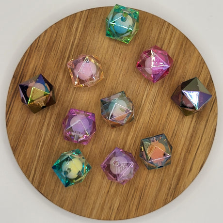 Holographic Spheres  ACRYLIC Beads  - Set of 10