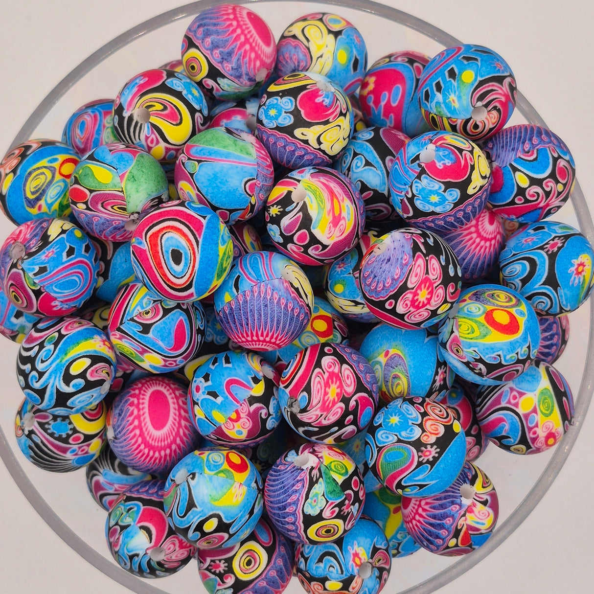 Pop Art Bloom 15mm Silicone Print Bead