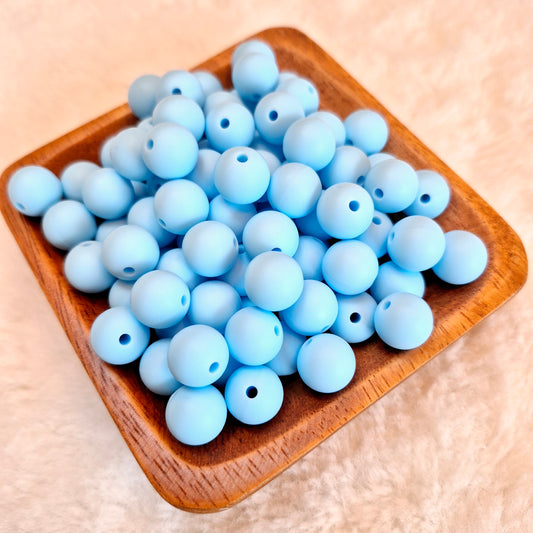 Powder Blue 12mm Solid Silicone Beads