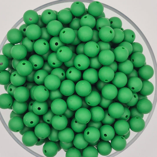 Christmas Green 9mm Solid Silicone Beads