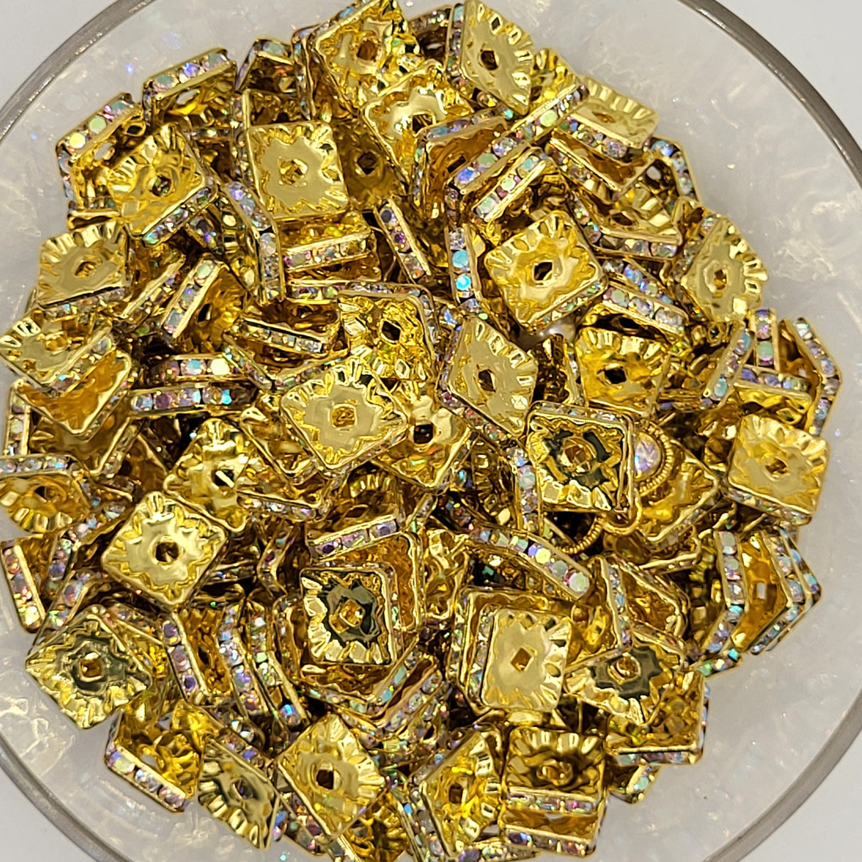 Gold Square Spacer with rhinestones
