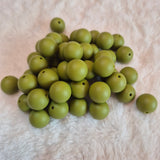 Olive Green 15mm Solid Silicone Beads