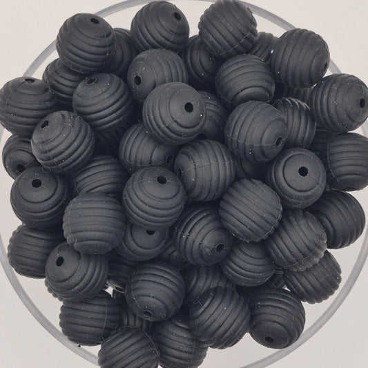 Black Honeycomb 15mm Silicone Bead