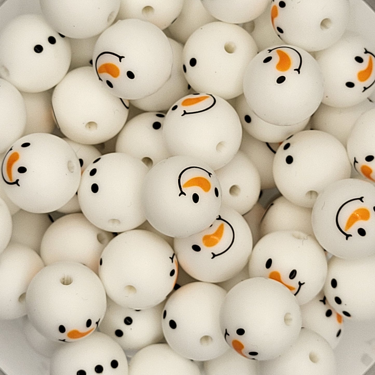 Snowman Set (2 beads) 15mm Silicone Beads