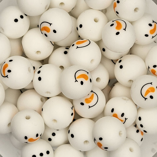 Snowman Set (2 beads) 15mm Silicone Beads