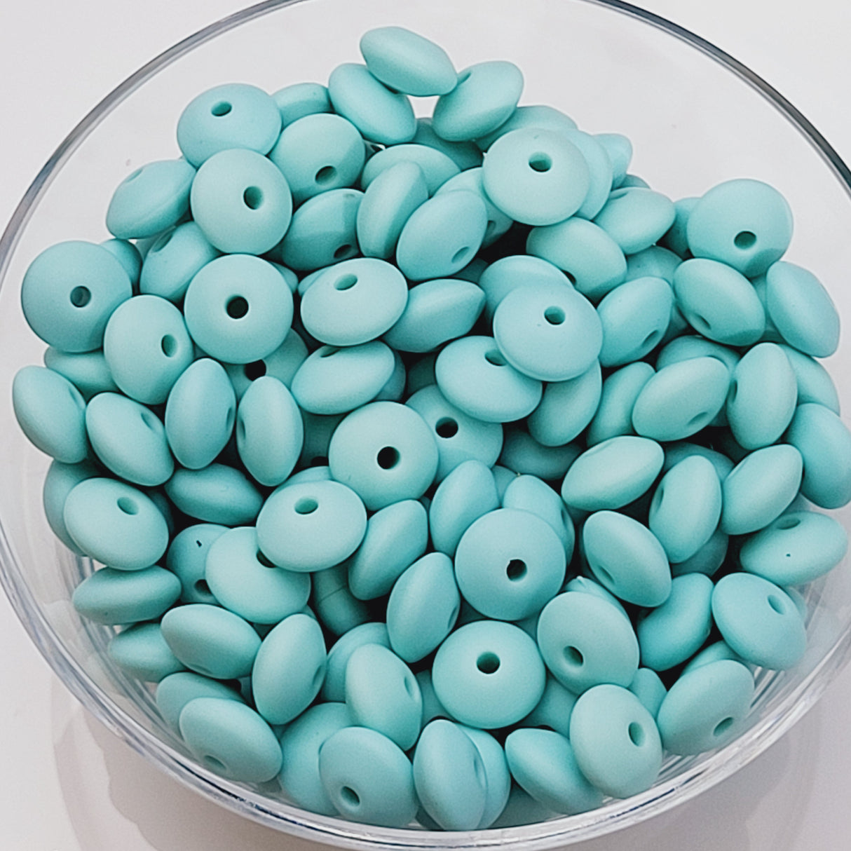 Robin's Egg Lentil 12mm*7mm Solid Silicone Beads