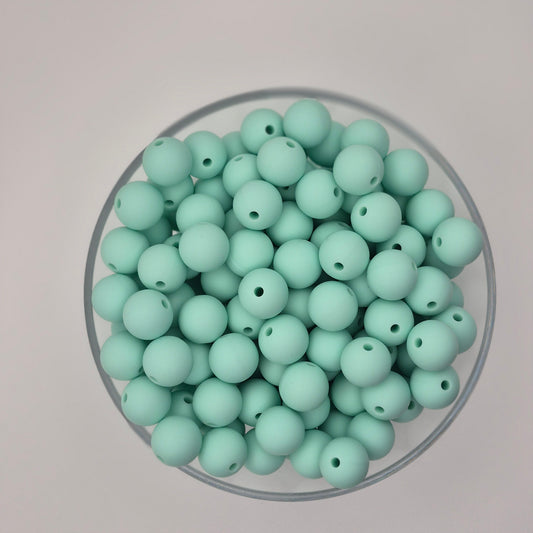 Mint 12mm Solid Silicone Beads