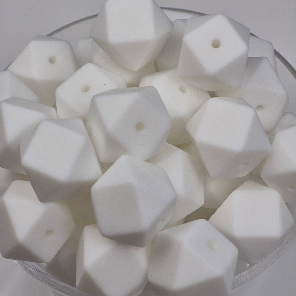 White 17mm Hexagon Solid Silicone Beads