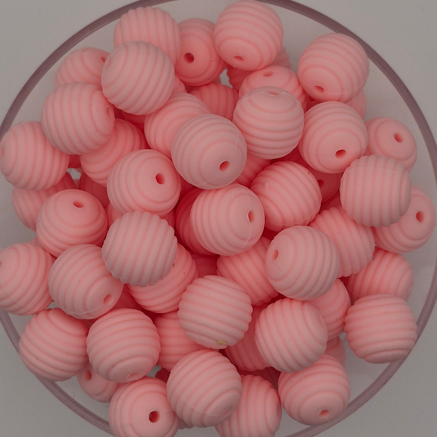 Baby Pink Honeycomb 15mm Silicone Bead