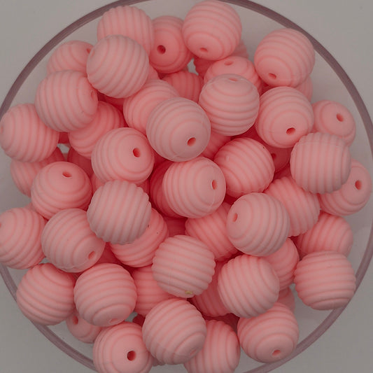 Baby Pink Honeycomb 15mm Silicone Bead