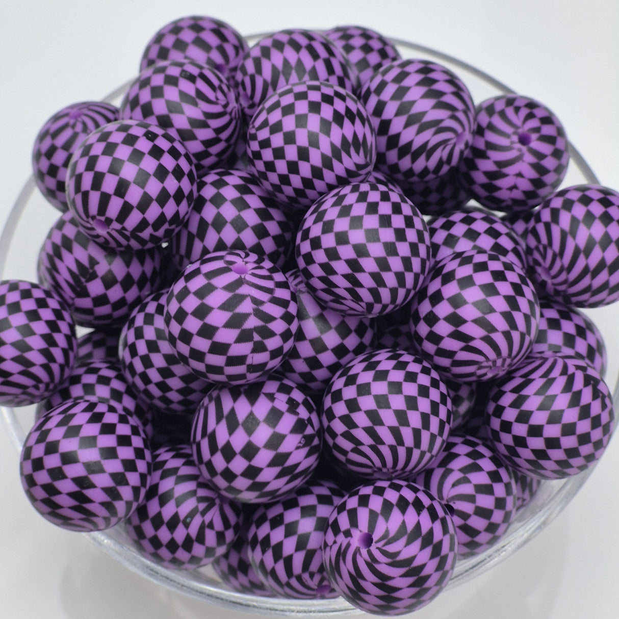Check Me Out Purple 19mm Print Silicone Bead