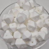 White 14mm Hexagon Solid Silicone Beads