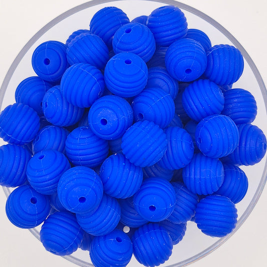 Cobalt Blue Honeycomb 15mm Silicone Bead