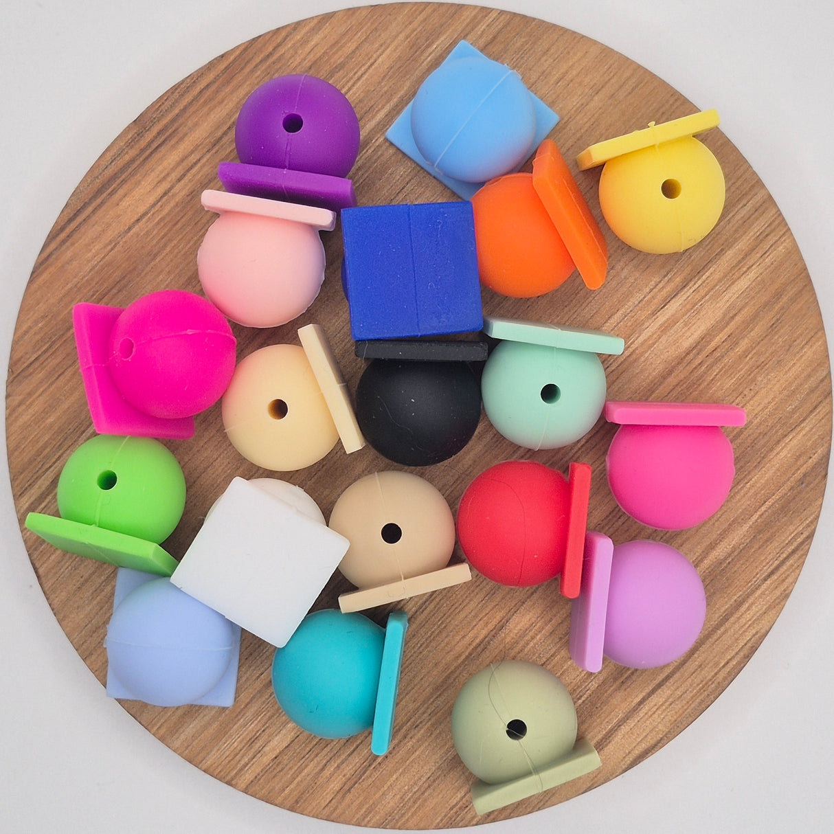 Flat Back Attachment Silicone Bead - set of 5 Random Colors