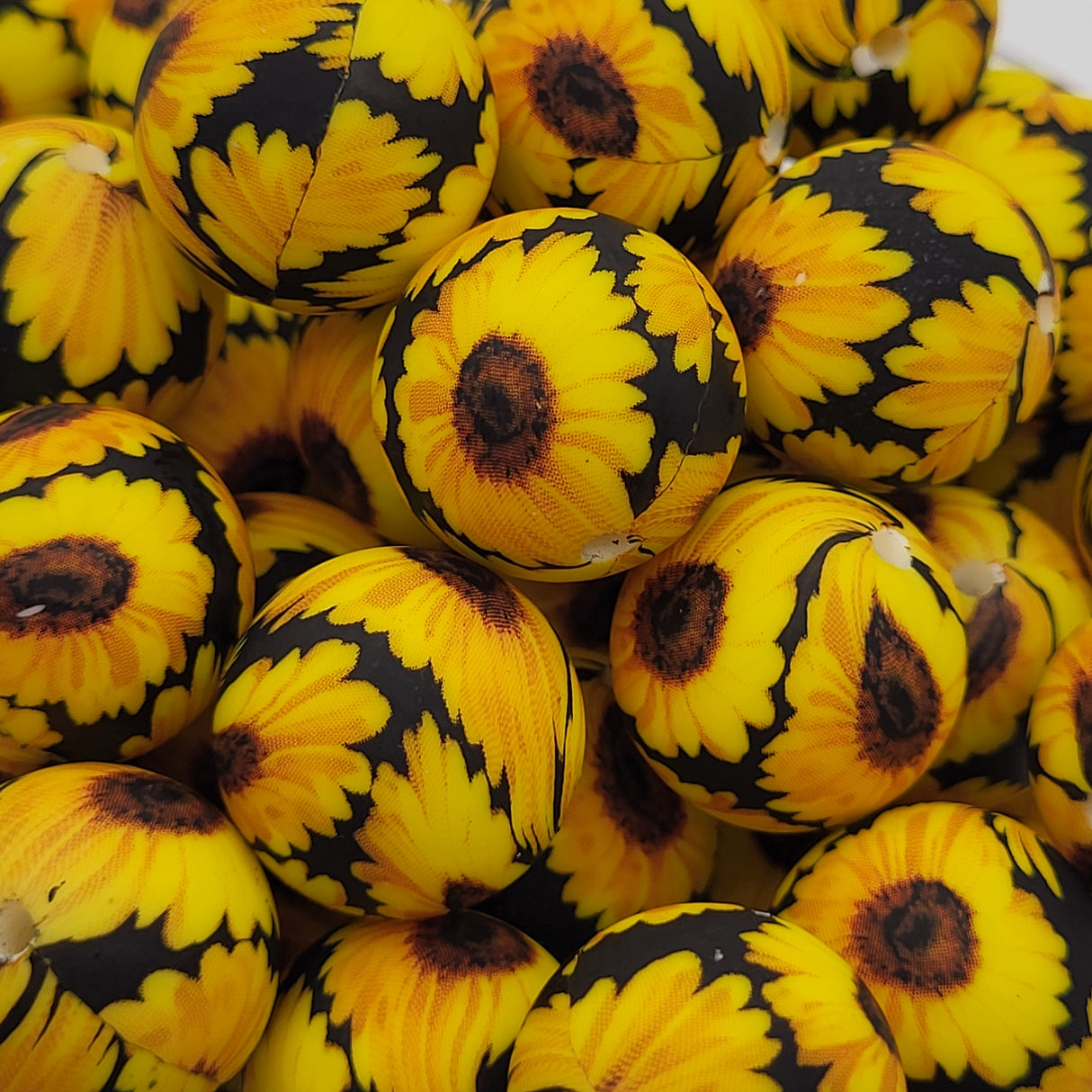 Sunflower Nights 19mm Print Silicone Bead