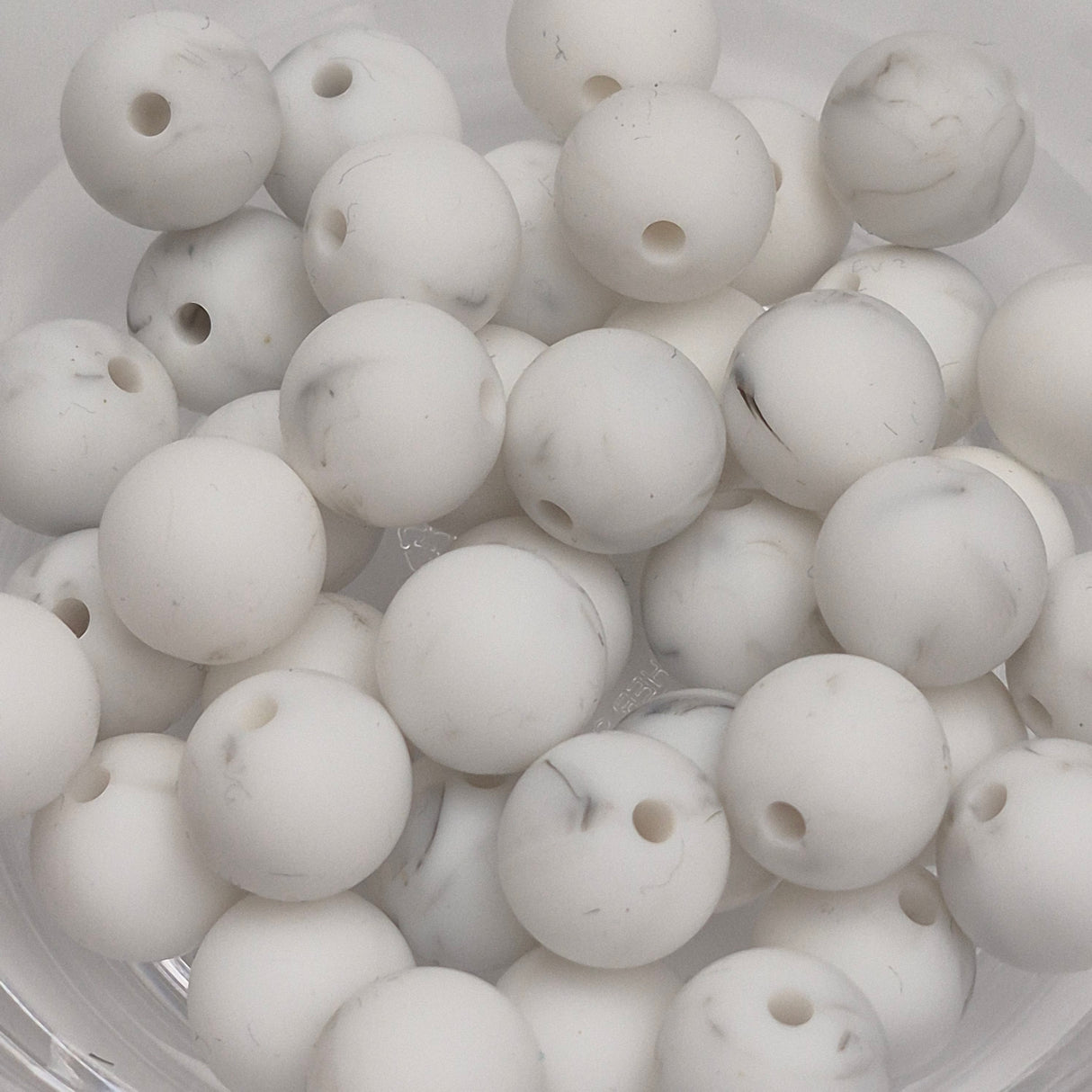 Smoke Marble 12mm Solid Silicone Beads