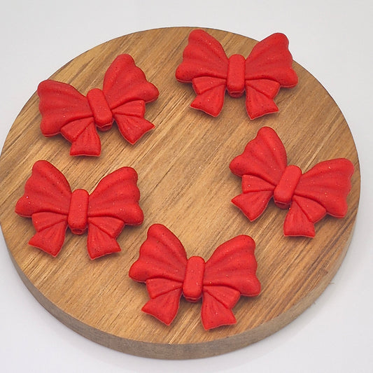 Red Solid Bows with a Bit of Glitter -  3d Focal