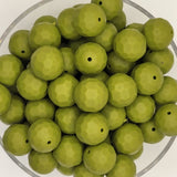 Olive Faceted Orb 16mm Silicone Beads